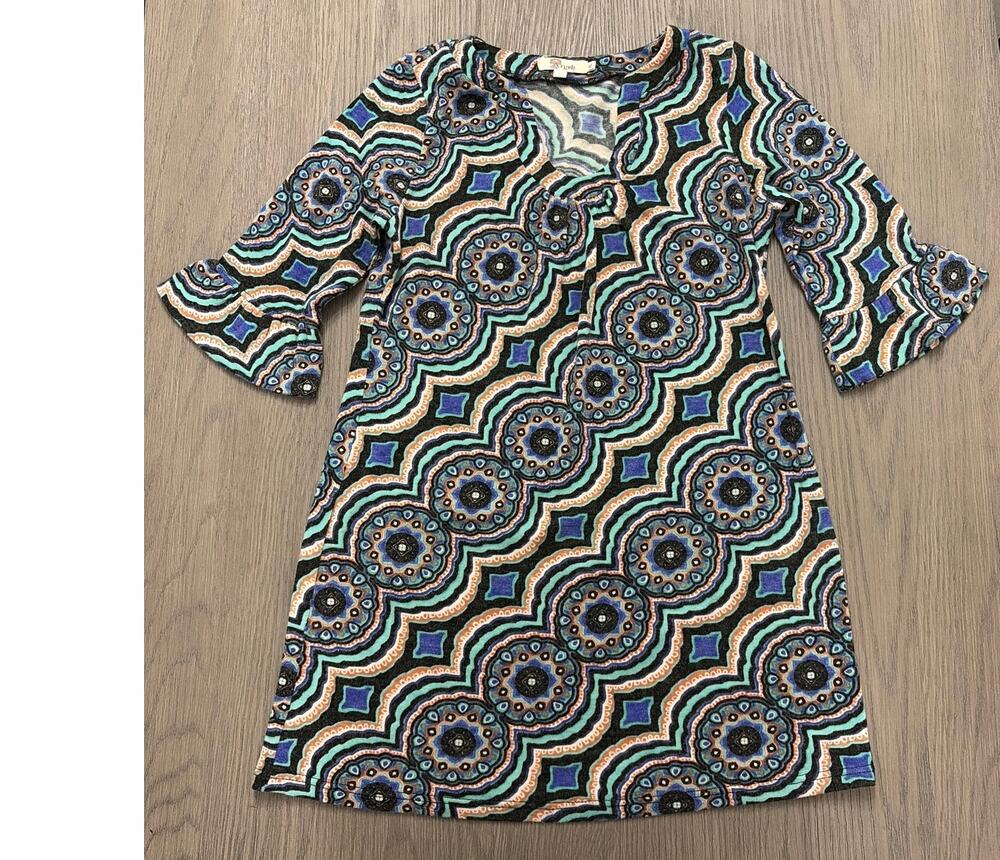 Aryeh by Anthropologie Multicolor Geometric Print Dress Stretch Knit Women’s XL